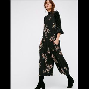 Free People Wide-leg Floral Jumpsuit